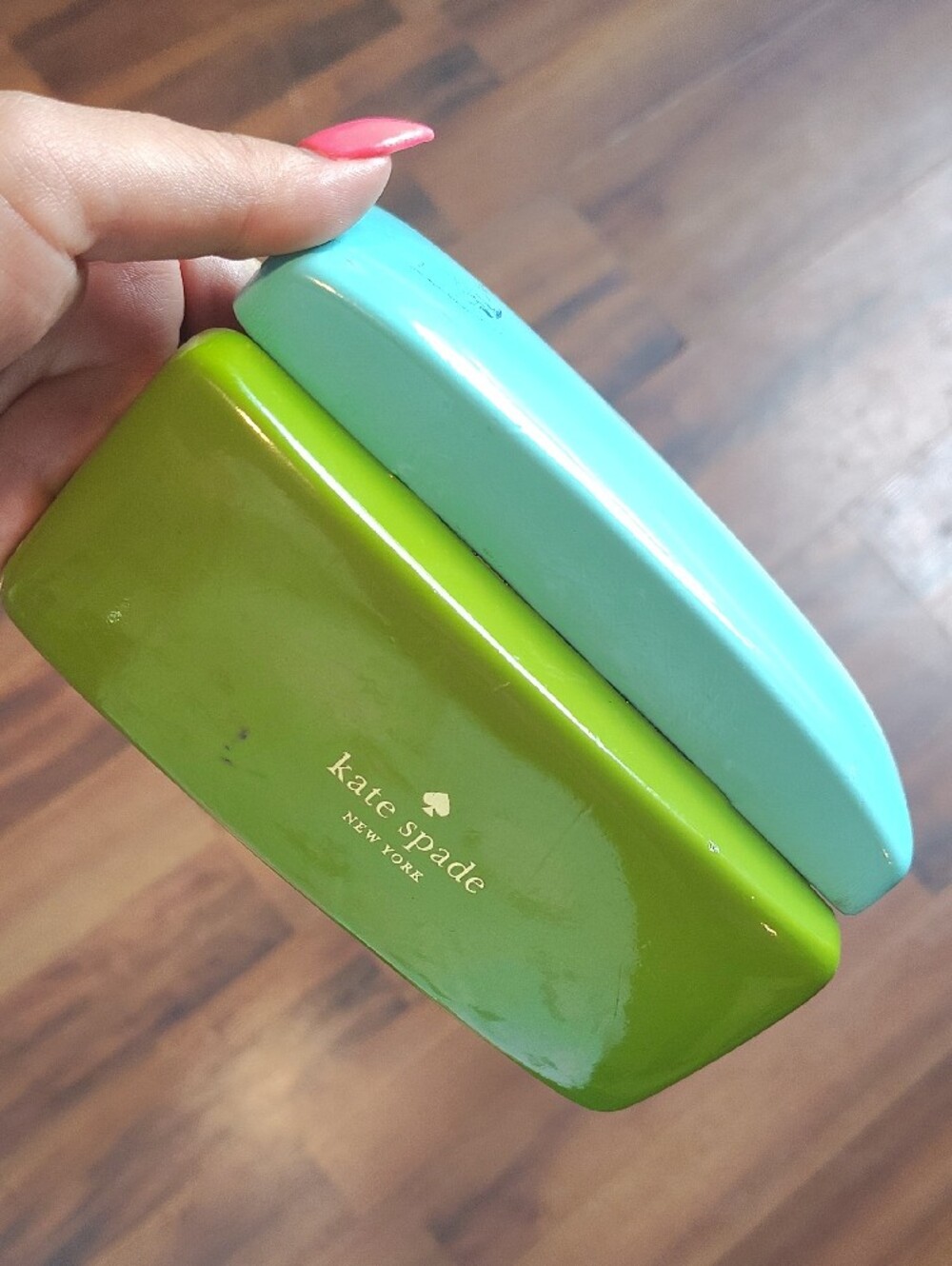 kate spade glossy lime green and turquoise toiletry case - Picture 3 of 3